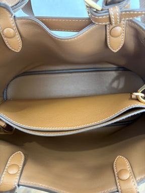 Prada Buckle Small Leather Handbag With Strap Caramel