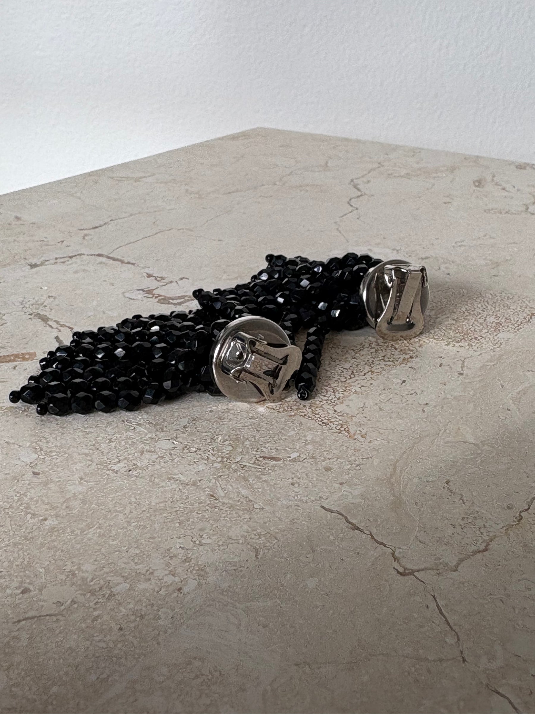 Alaïa Beaded Clip On Earrings Black