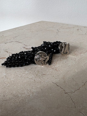 Alaïa Beaded Clip On Earrings Black