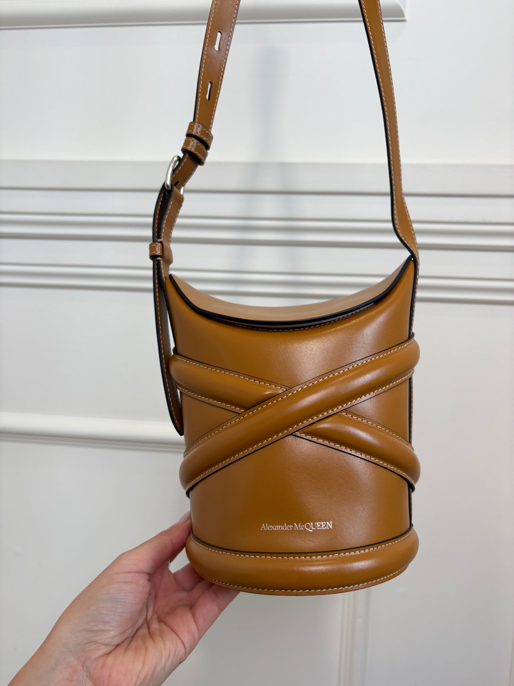 Alexander McQueen Tan Leather 'Curve' Bag