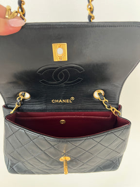 Chanel Black Lambskin Leather Diana Flap Bag