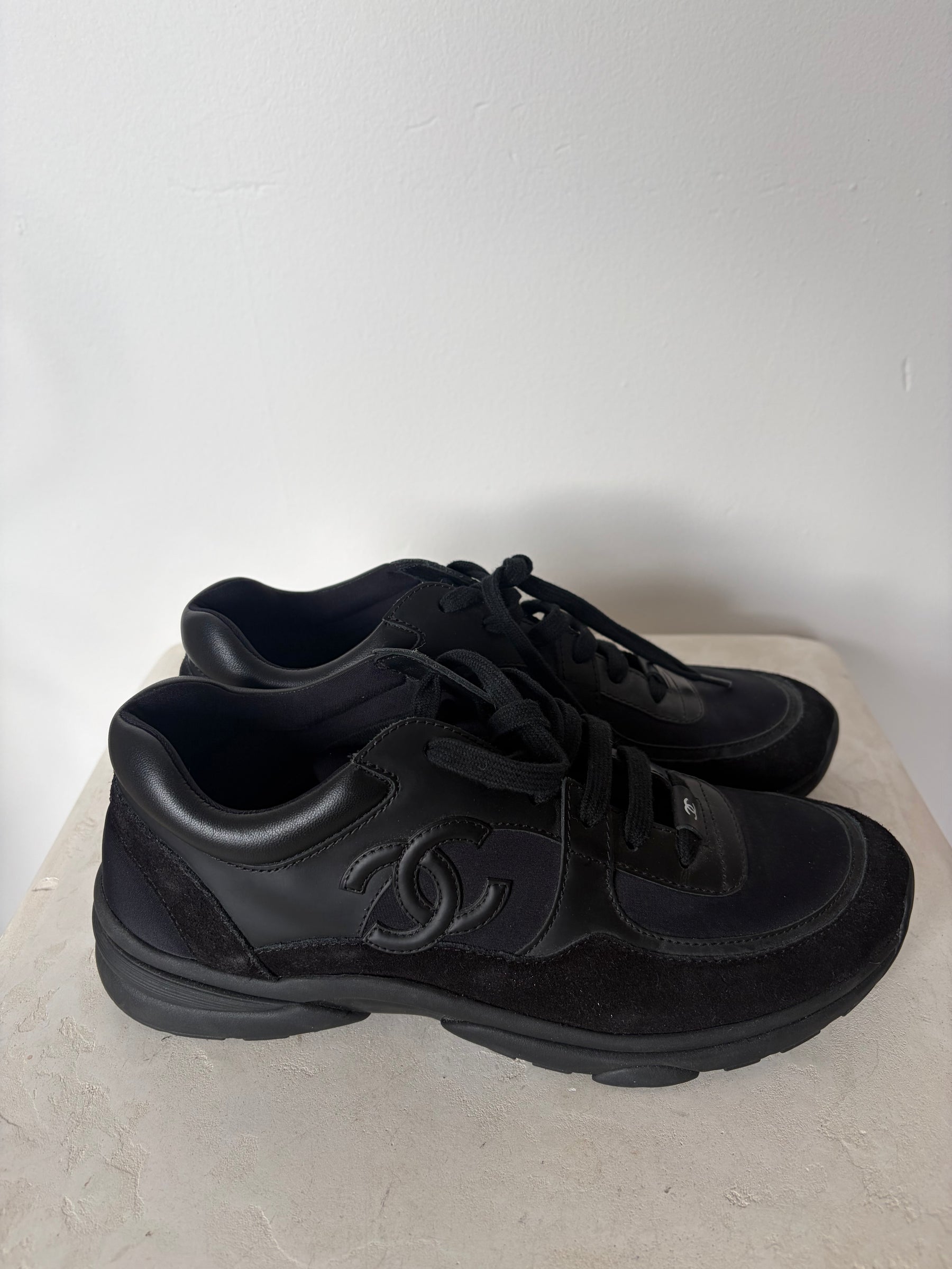 Chanel Black CC Sneakers, 41