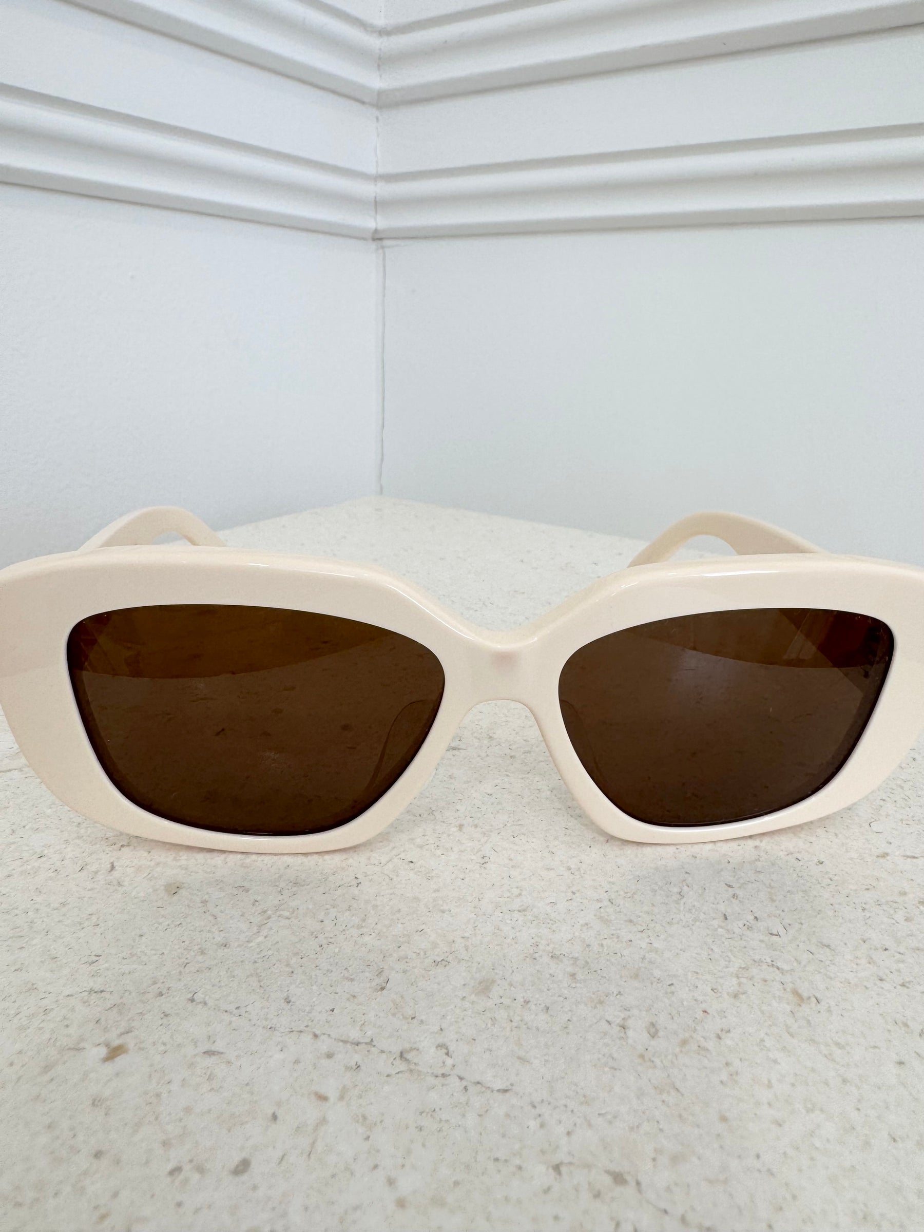 Celine Cream Rectangle Triomphe Sunglasses