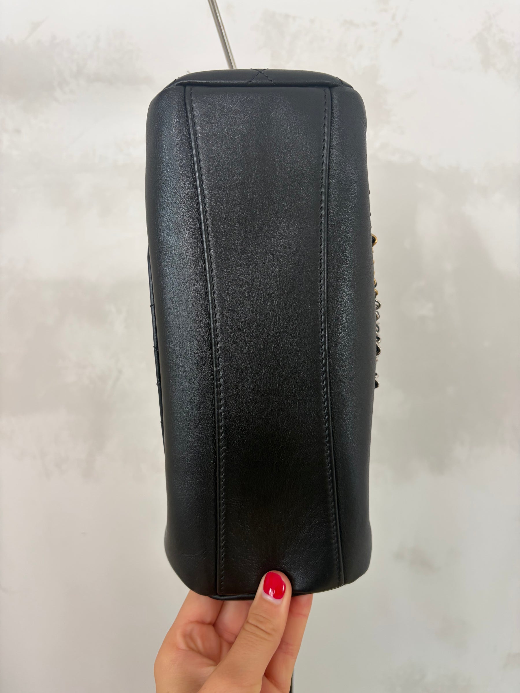 Chanel Black Calfskin Chain Signature Hobo Bag