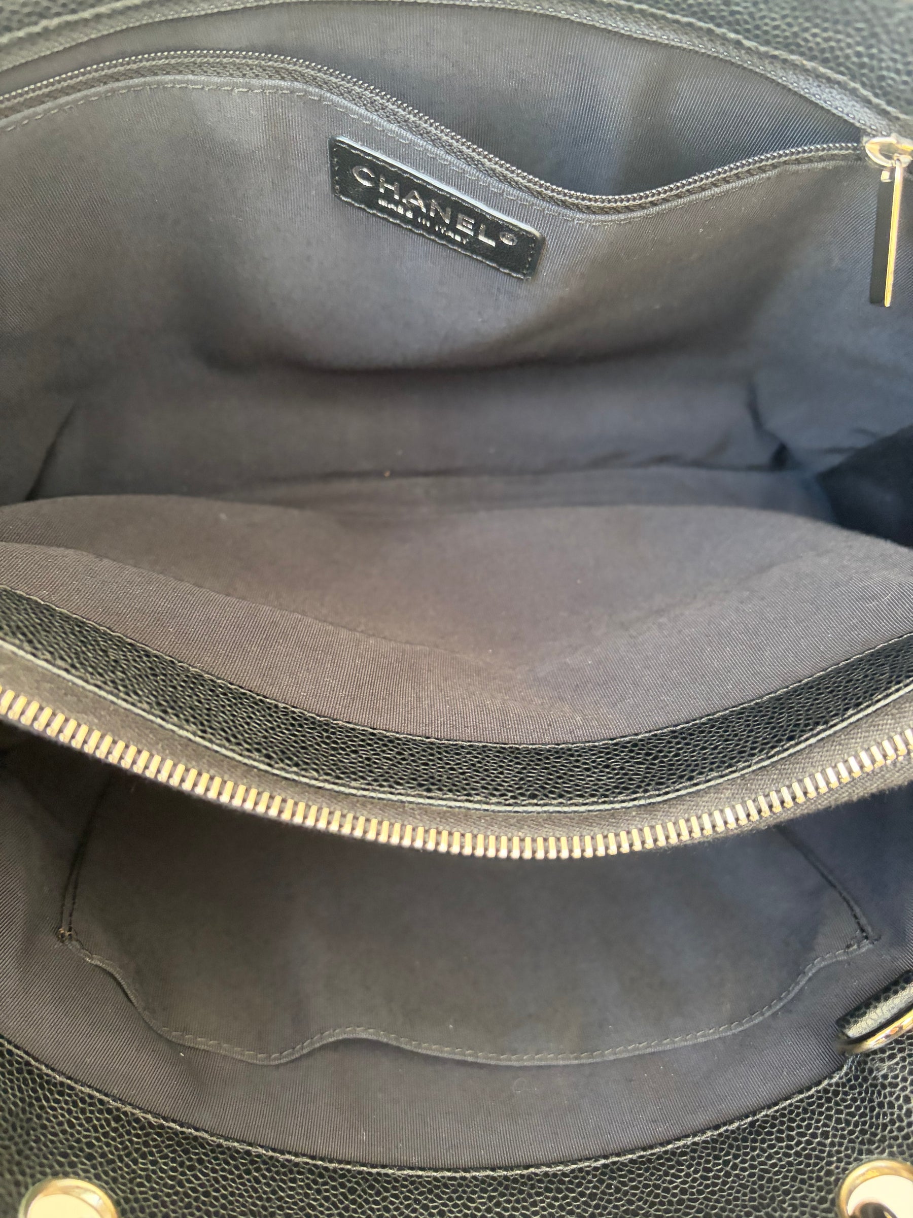 Chanel Black Caviar Leather Grand Shopping Tote