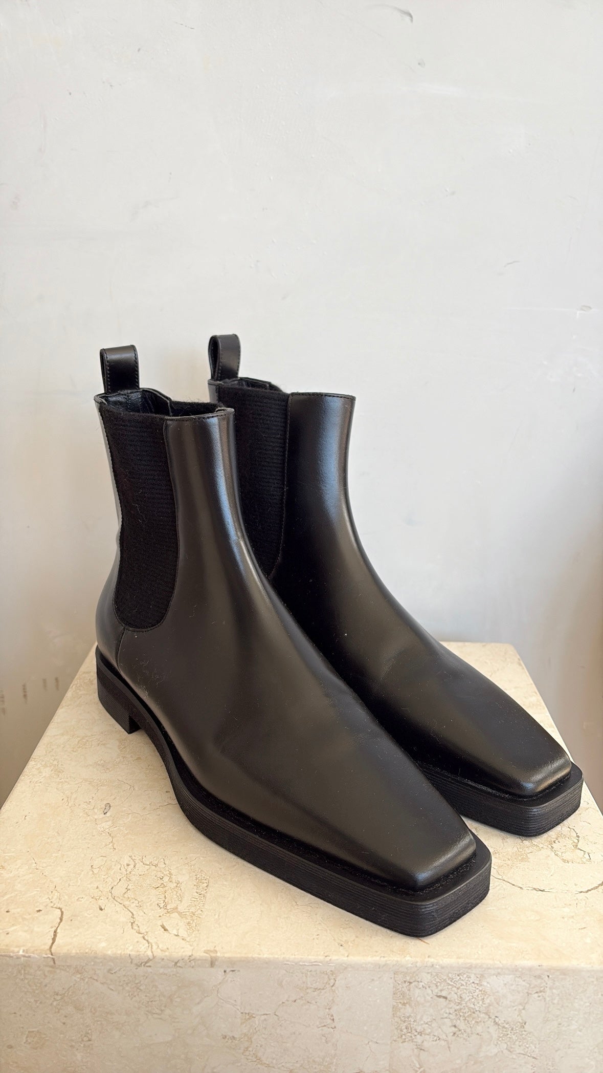Totême Black Leather Ankle Boots, 39