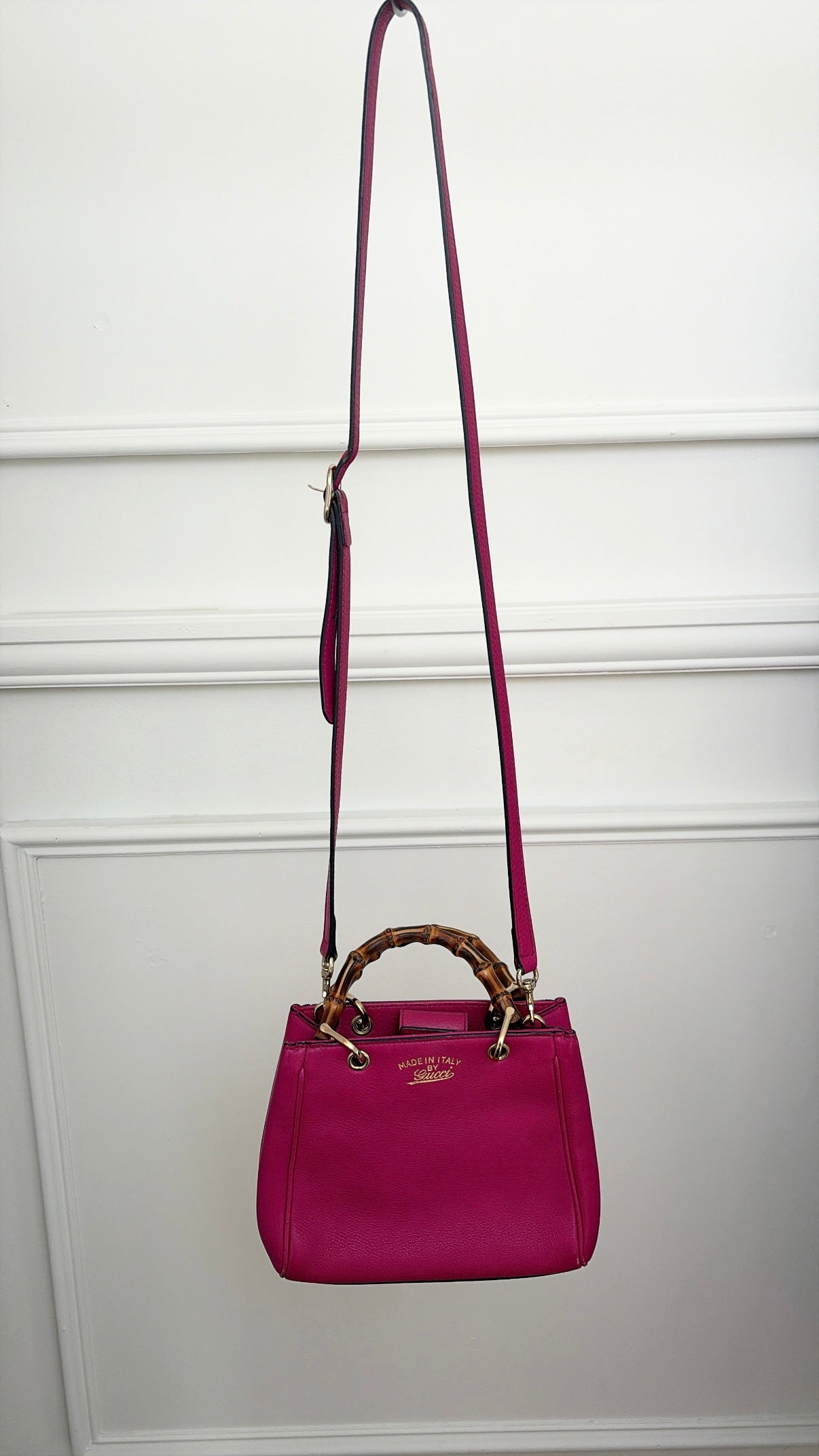 Gucci Pink Leather Bamboo Mini Tote
