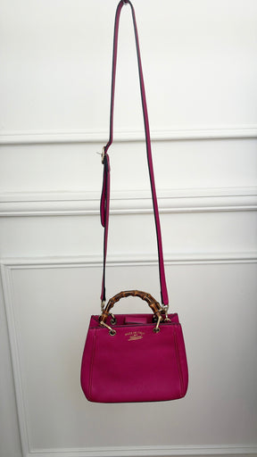 Gucci Pink Leather Bamboo Mini Tote