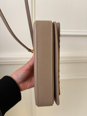 Burberry Beige Checked Leather Mini Flap Bag