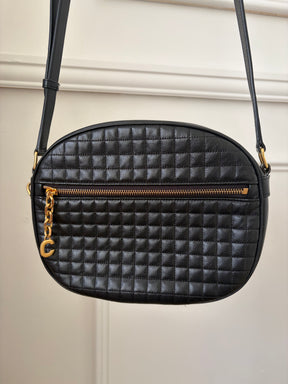 Céline Black Leather Square Quilted Camera Bag