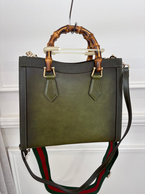 Gucci Ombre Green Leather Small Diana Tote