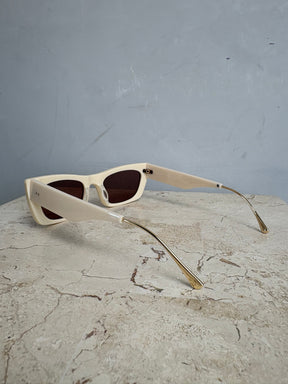 Oroton Cream Rectangular Sunglasses