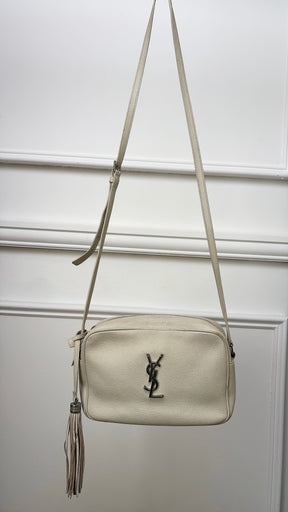 Saint Laurent Cream Leather Lou Camera Tassel Bag