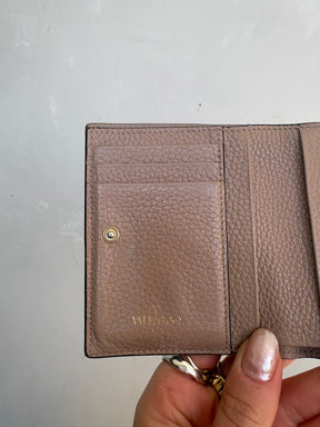 Valentino Rose Poudre Rockstud Flap Wallet