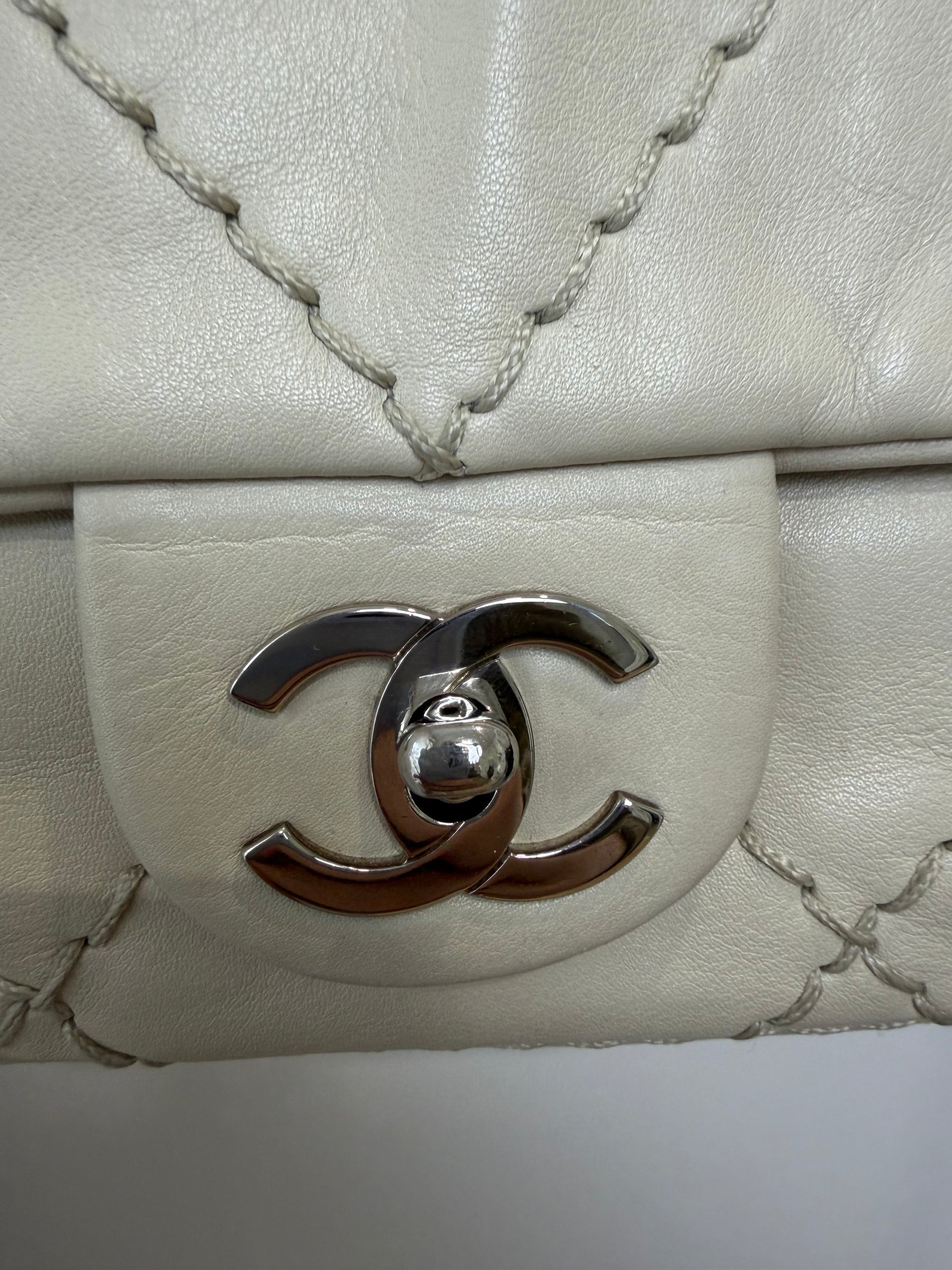Chanel Cream Leather Ultimate Stitch Expandable Flap Bag