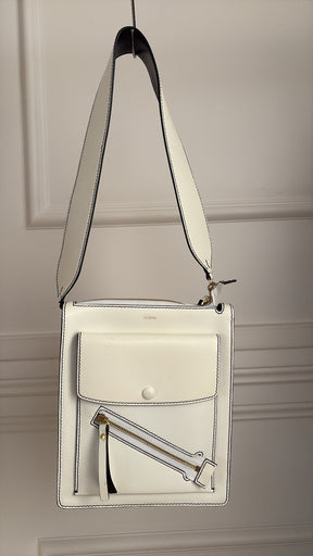 Joseph White Leather Flat Shoulder Bag