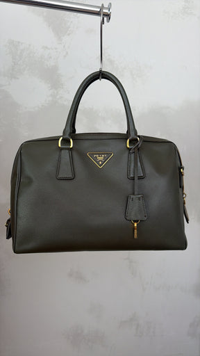 Prada Olive Green Saffiano Leather 'Lux Bower' Bag *missing strap*