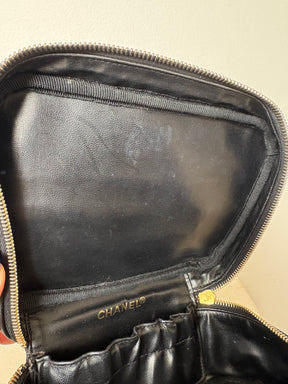 Chanel Black Caviar Leather Toiletry Case