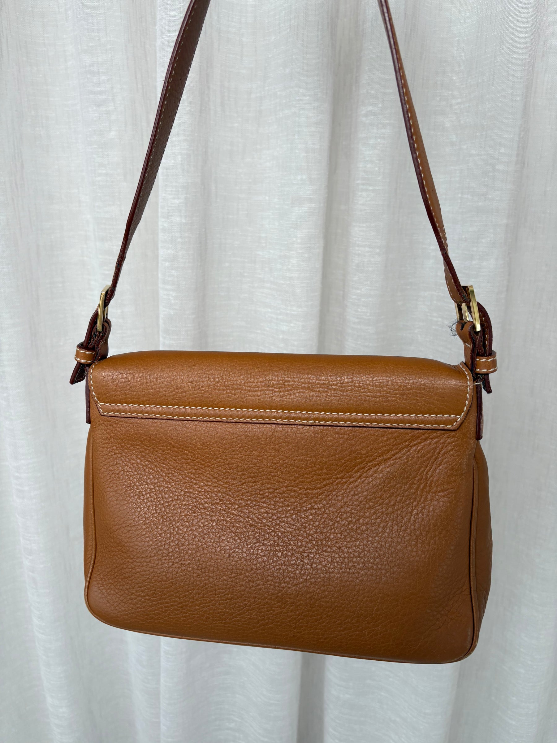 Salvatore Ferragamo Brown leather Shoulder Logo Buckle Bag