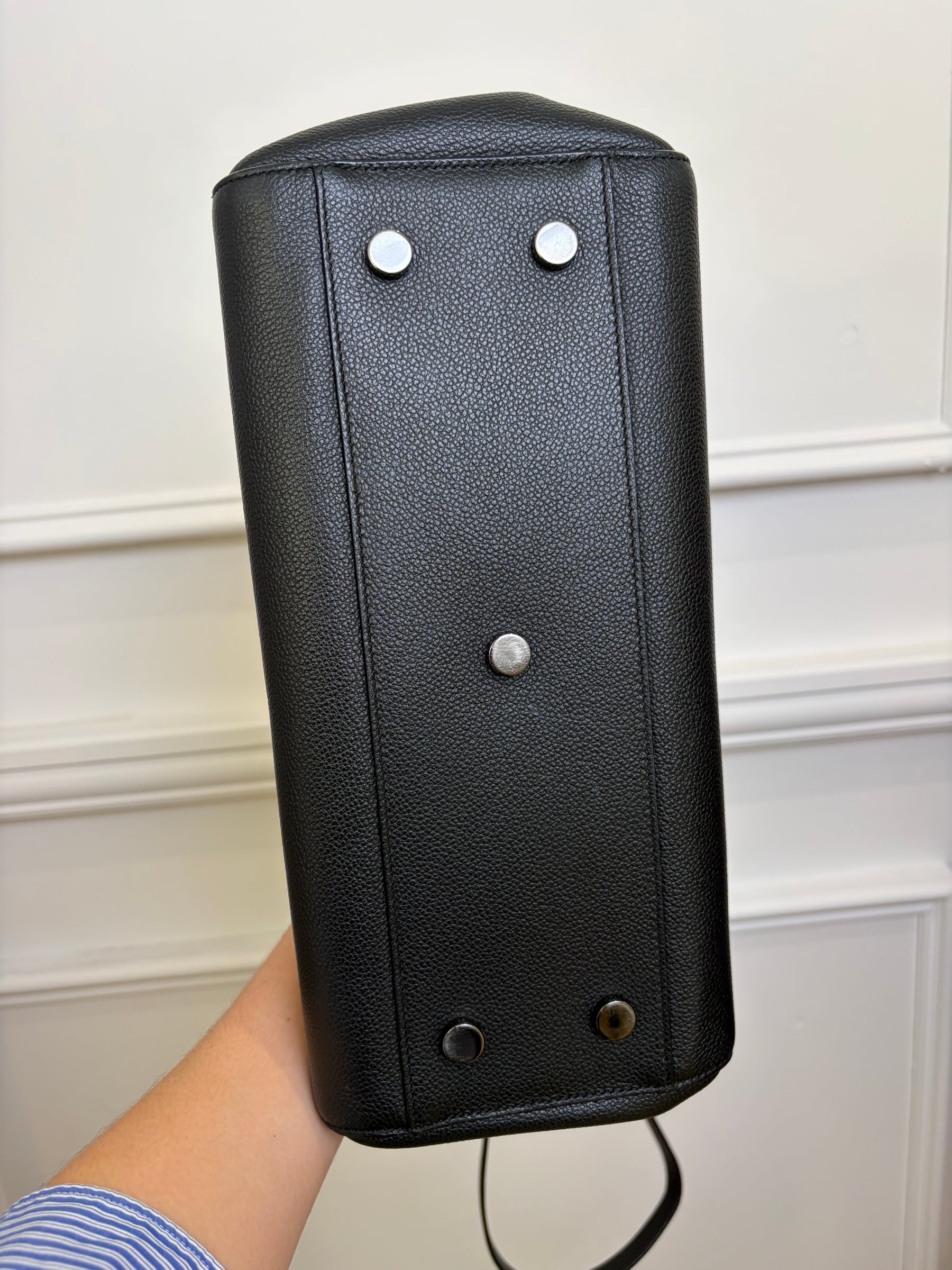 Saint Laurent Black Leather Rive Gauche Shoulder Bag With Top Handle
