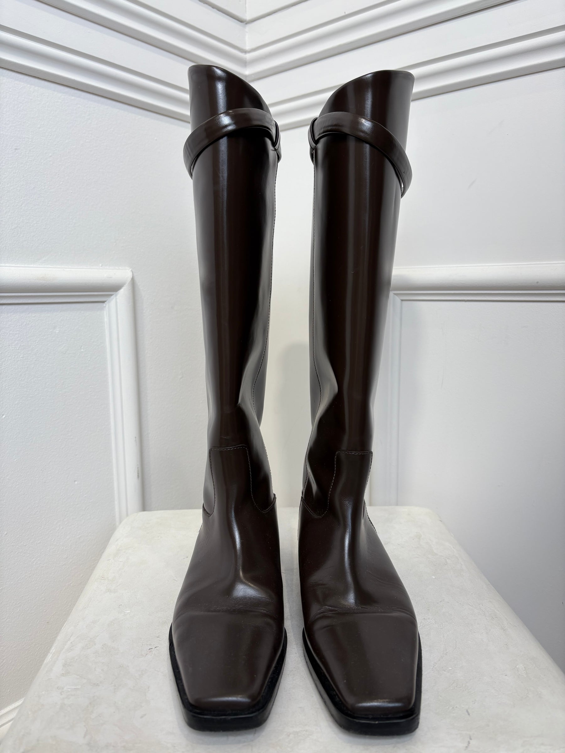 Totême Chocolate Brown Knee High Boots, 37