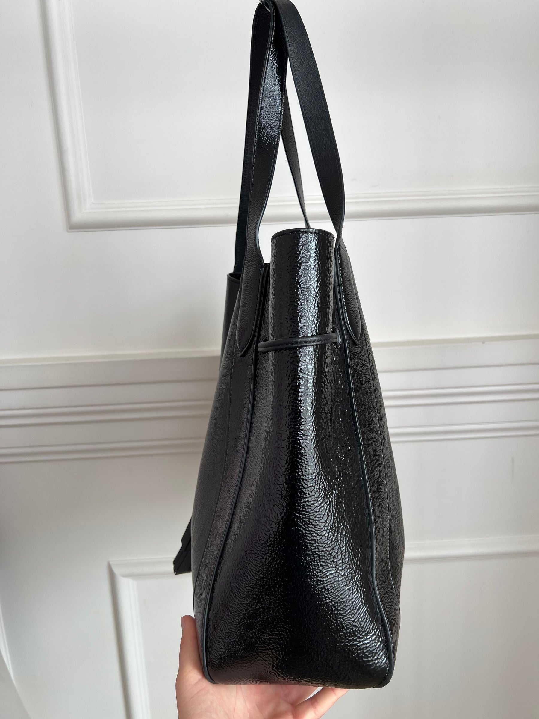 Mulberry Black Grained Patent Leather Millie Tote Bag