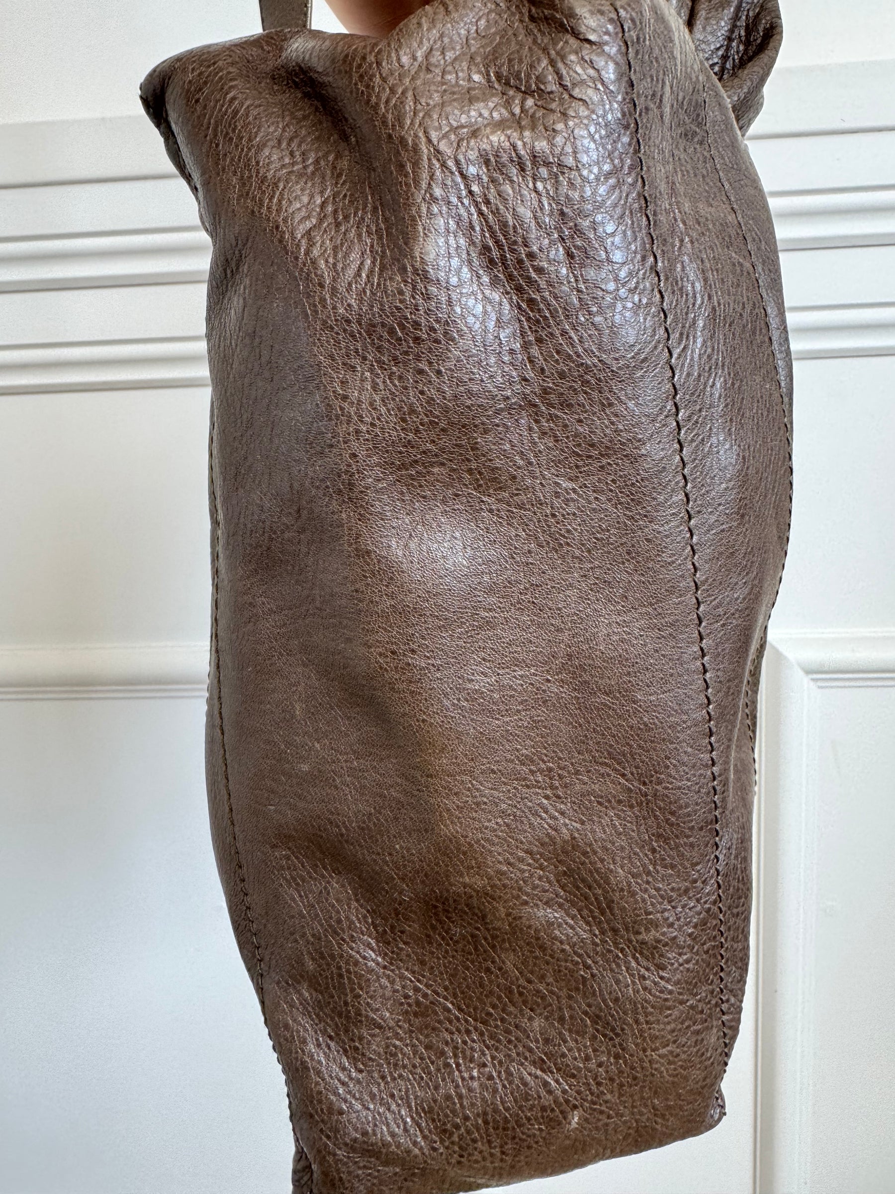 Balenciaga Dark Khaki Crossbody City Hobo Bag