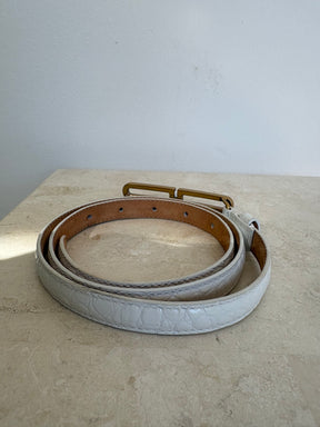 Balenciaga Croc Embossed White Logo Belt, 75