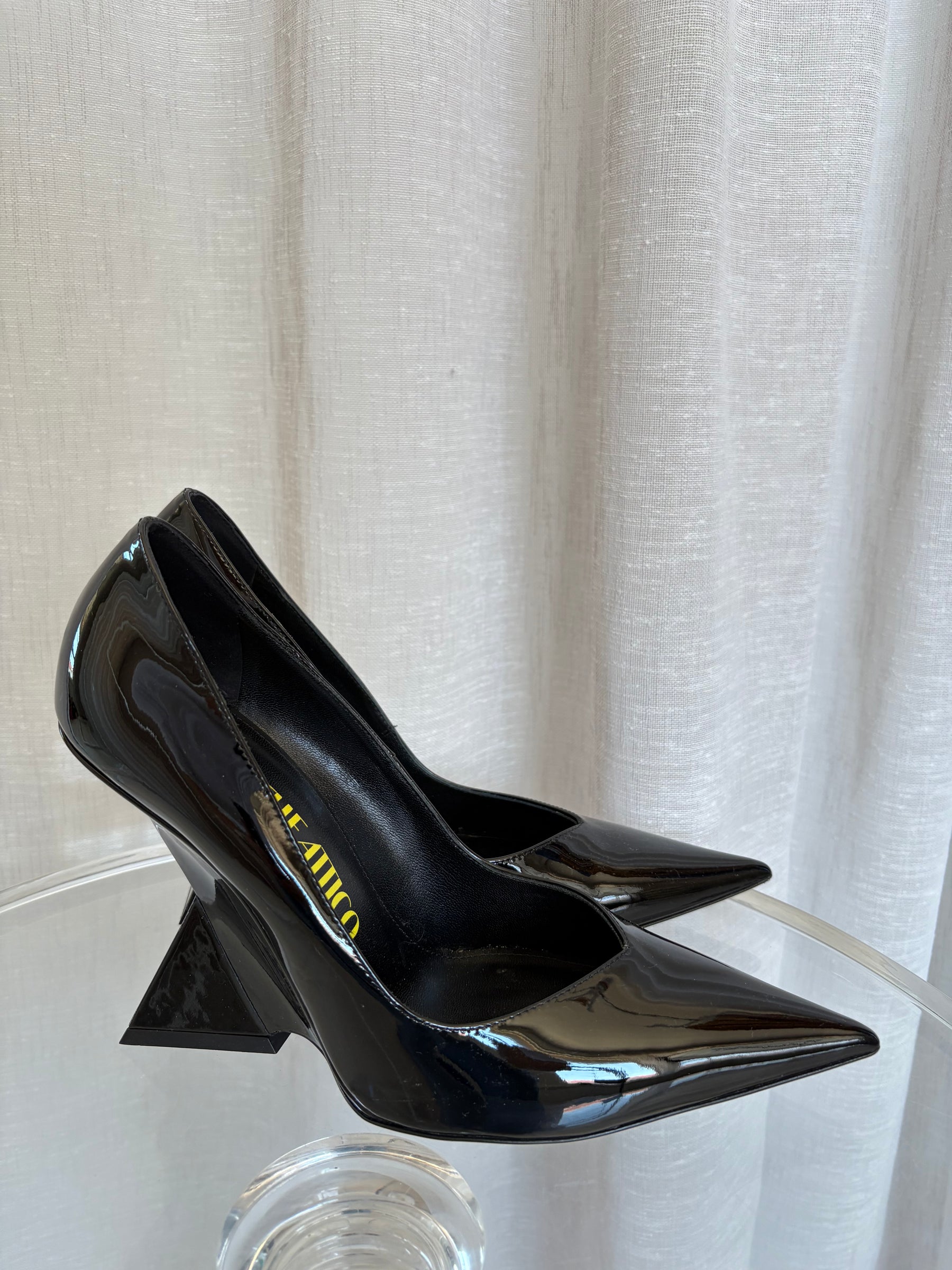 THE ATTICO Black Patent Pointed Wedge Pump, 40