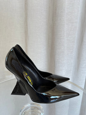 THE ATTICO Black Patent Pointed Wedge Pump, 40