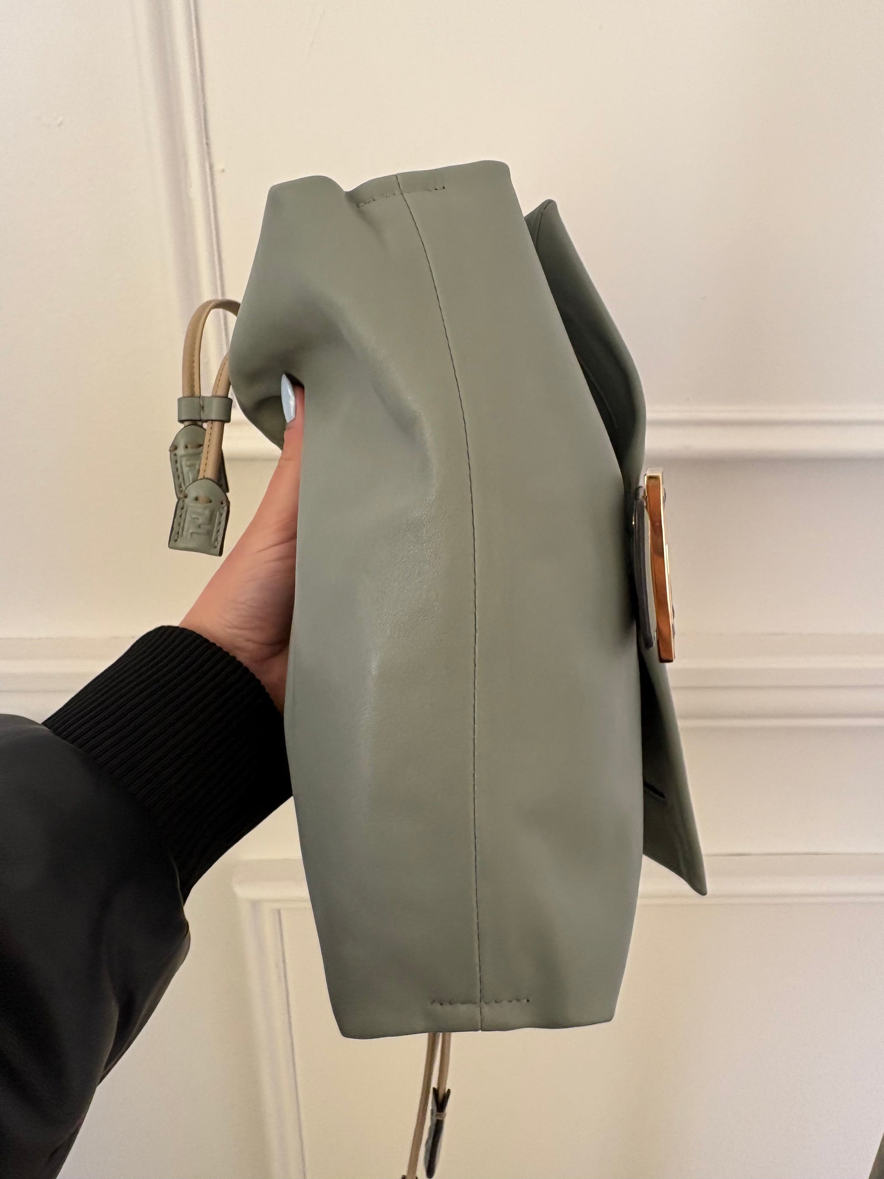 Fendi Mamma Baguette In Matcha Latte