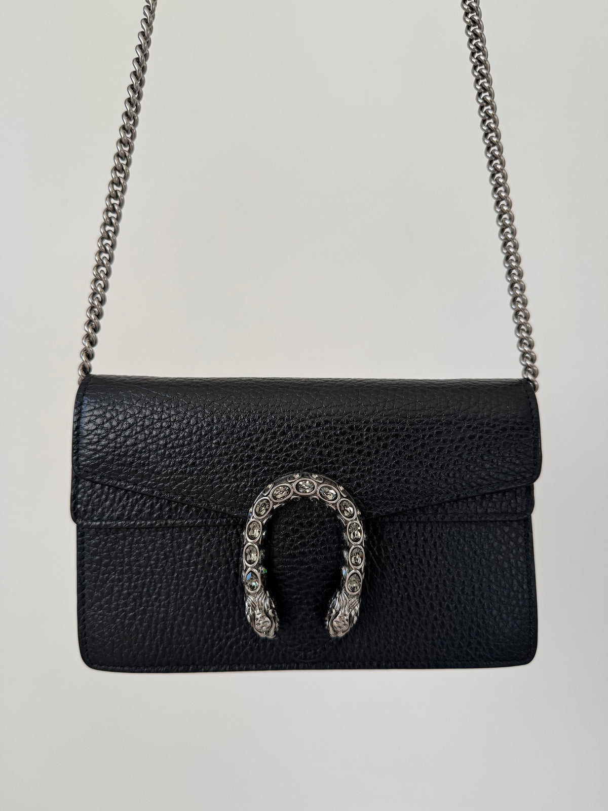Gucci Black Leather Super Mini Dionysus Bag