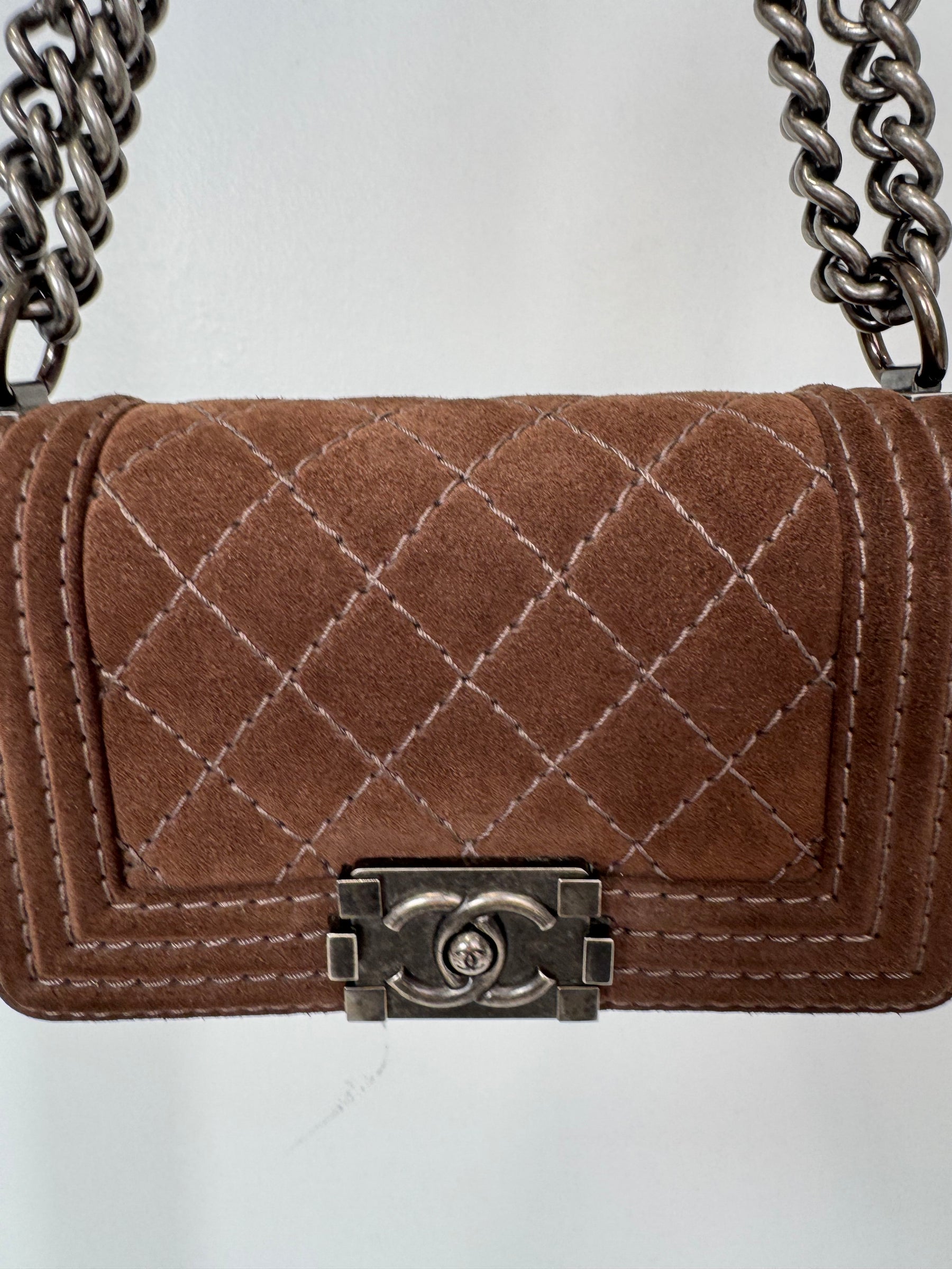 Chanel Chocolate Suede Small Boy Bag