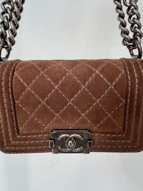 Chanel Chocolate Suede Small Boy Bag