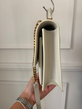 Saint Laurent Ecru Leather Large Sunset Bag