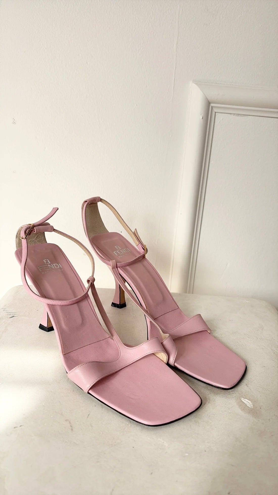 Fendi T Bar Sandals Pink, 39.5