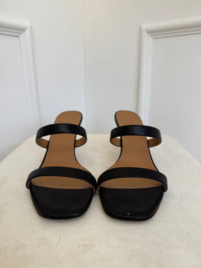 Mansur Gavriel Black Leather Strappy Heels, 41