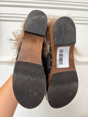 Gucci Amstel Fur Clogs Black, 38.5