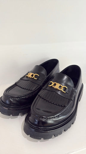 Celine Triomphe Fringe Loafers Black, 40