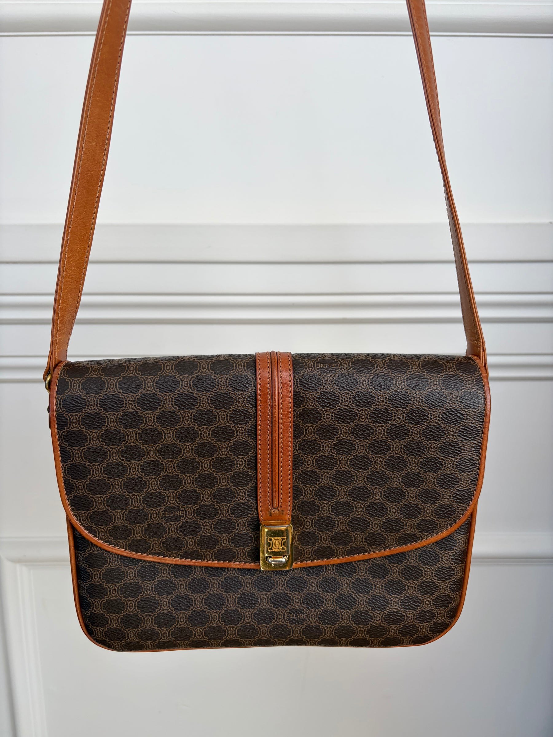 Celine Vintage Macadam Canvas Shoulder Bag