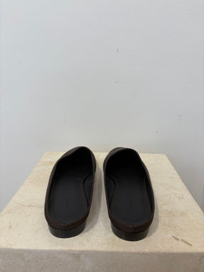 P Johnson Brown Grosgrain Slippers, 39