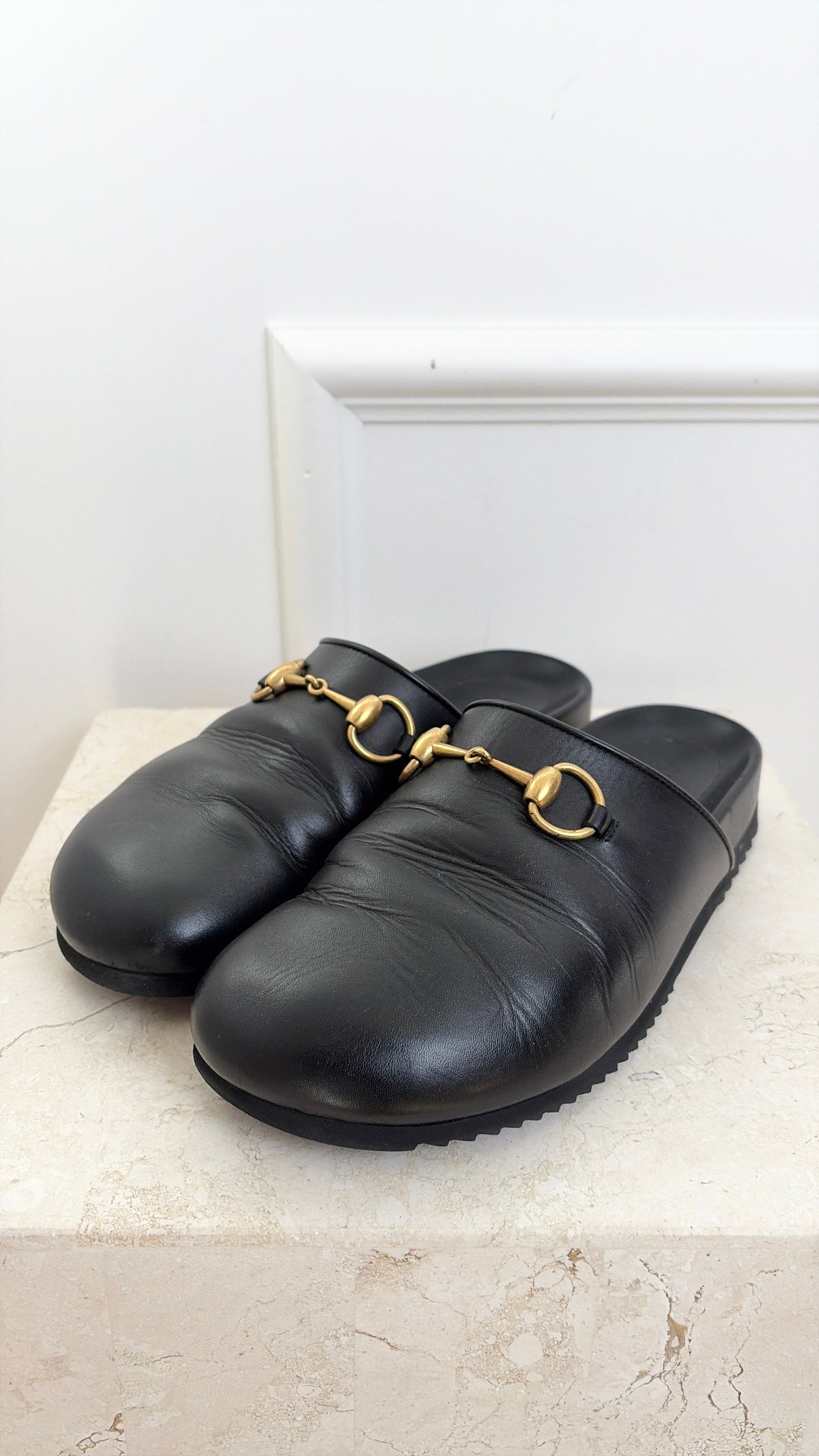 Gucci Horsebit Leather Mules, 37.5