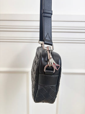 Bottega Veneta Black Intrecciato Leather Camera Bag