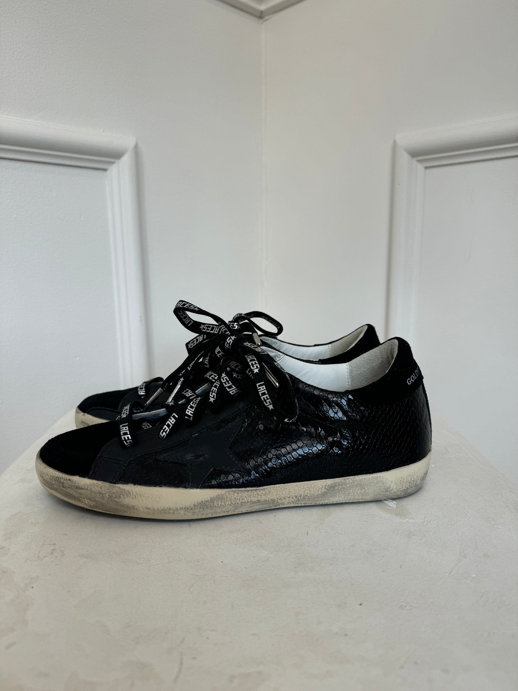 Golden Goose Superstar Black Embossed Sneakers, 39