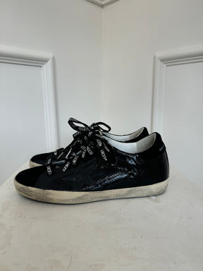 Golden Goose Superstar Black Embossed Sneakers, 39