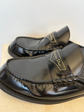Dior Black Leather Backless "Boy"  Mule Loafer, 39 D