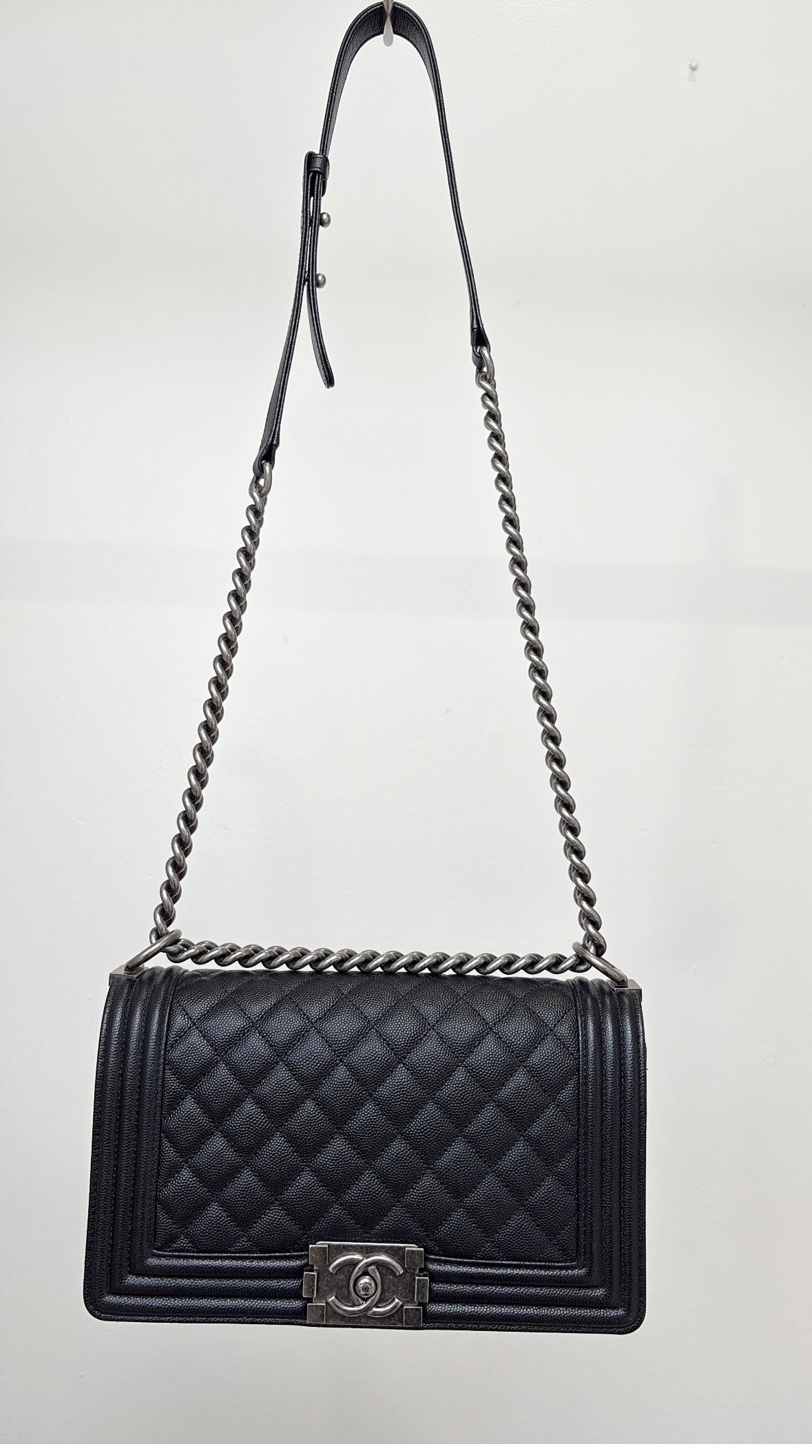 Chanel Black Caviar Leather 'Old Medium' Boy Bag