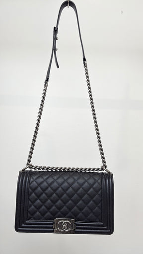 Chanel Black Caviar Leather 'Old Medium' Boy Bag