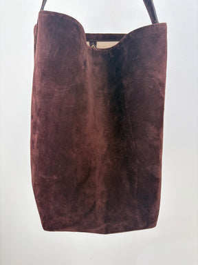 Yu Mei Coffee Suede 'Teresa' Shoulder Tote