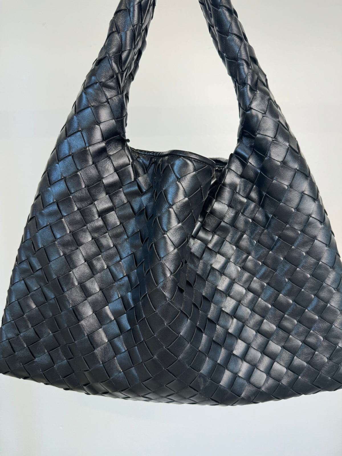 Bottega Veneta Black Intrecciator Leather Small Hop Bag